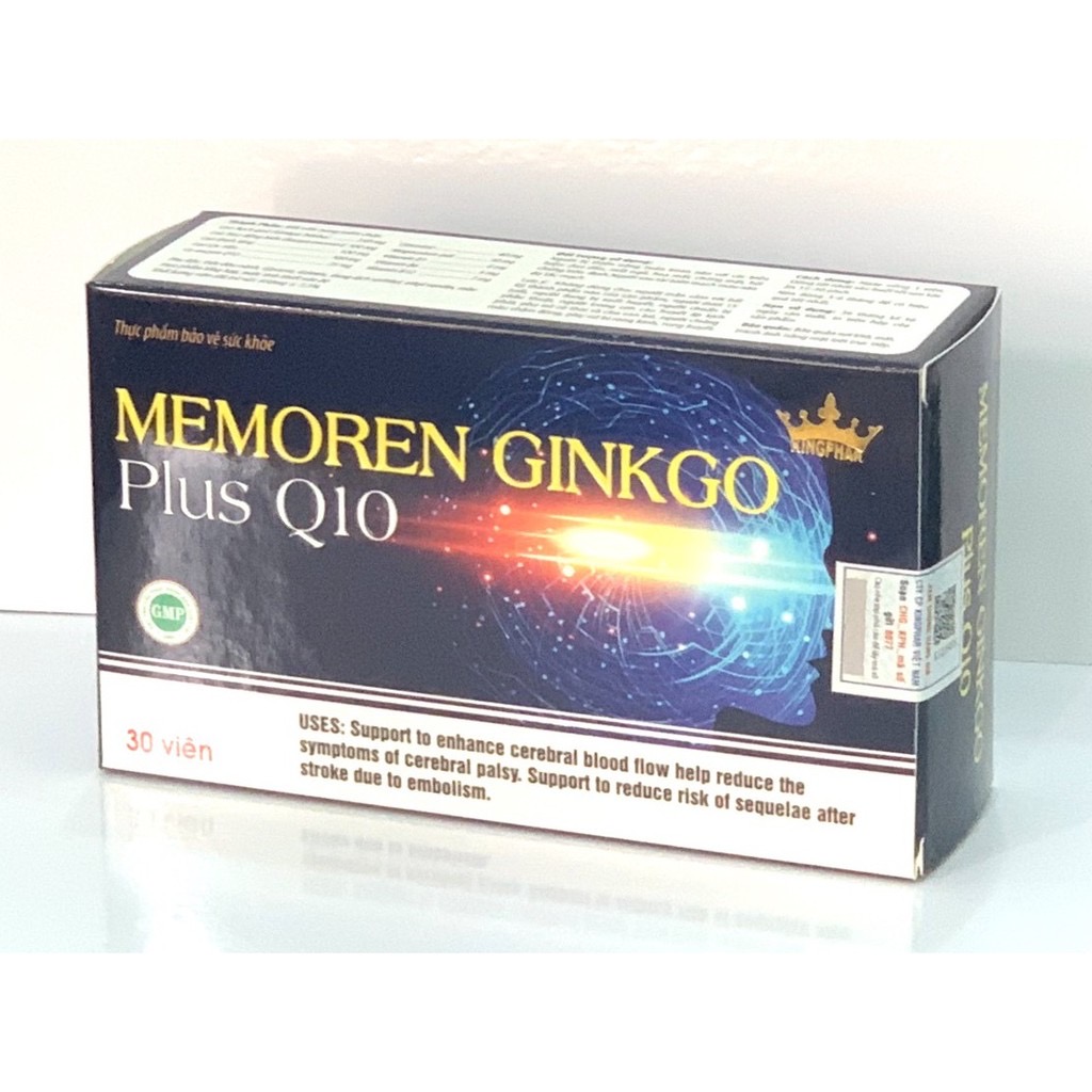 Viên uống Memoren Ginkgo plus Q10, hộp 30v, tăng cường tuần hoàn bão, giảm đau đầu do tắc nghẽn mạch máu