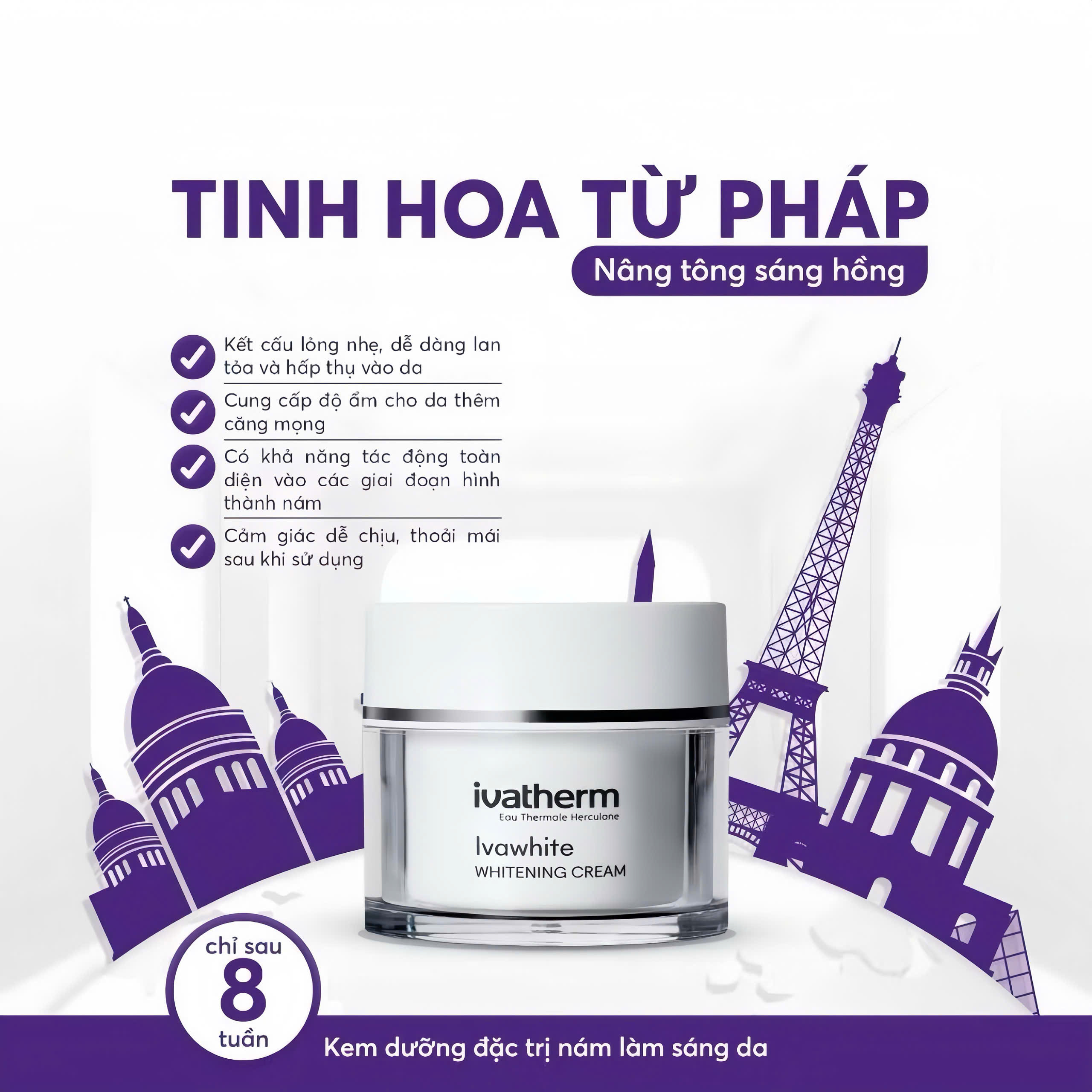 Kem dưỡng giảm nám sáng da Ivawhite Whitening Cream – Ivatherm 50ml