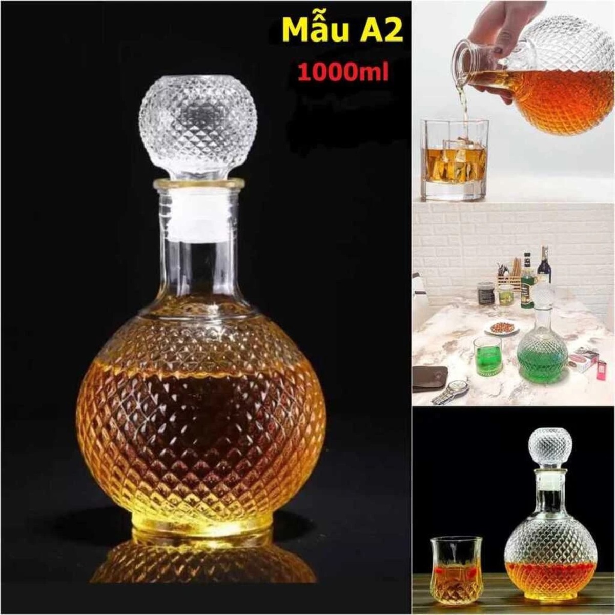 Bộ Vỏ Chai Đựng Rượu Thủy Tinh (combo 5 cái) - Vỏ Chai Rượu Đẹp - Bình Đựng Rượu (A1,A2,B2,B6,B8)