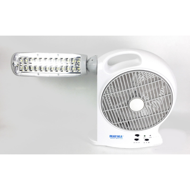 Quạt sạc điện, quạt tích điện có đèn led 24 đèn quay trục 180 độ tiện lợi MATIKA6298, màu ngẫu nhiên-Hàng chính hãng