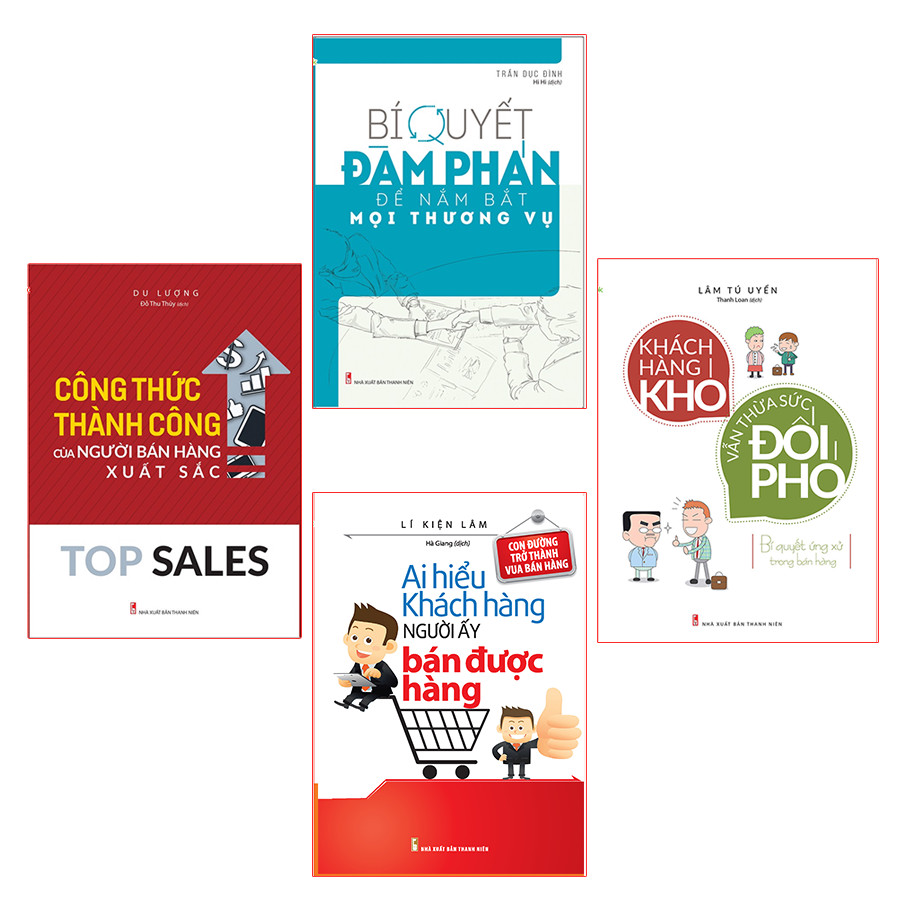 Combo ( 4 cuốn sách): Top Sales Công Thức Thành Công Của Ngườu Bán Hàng Xuất Sắc +Bí Quyết  Đàm Phán +Khách Hàng Khó Thừa Sức Đối Phó+Ai Hiểu Khách Hàng