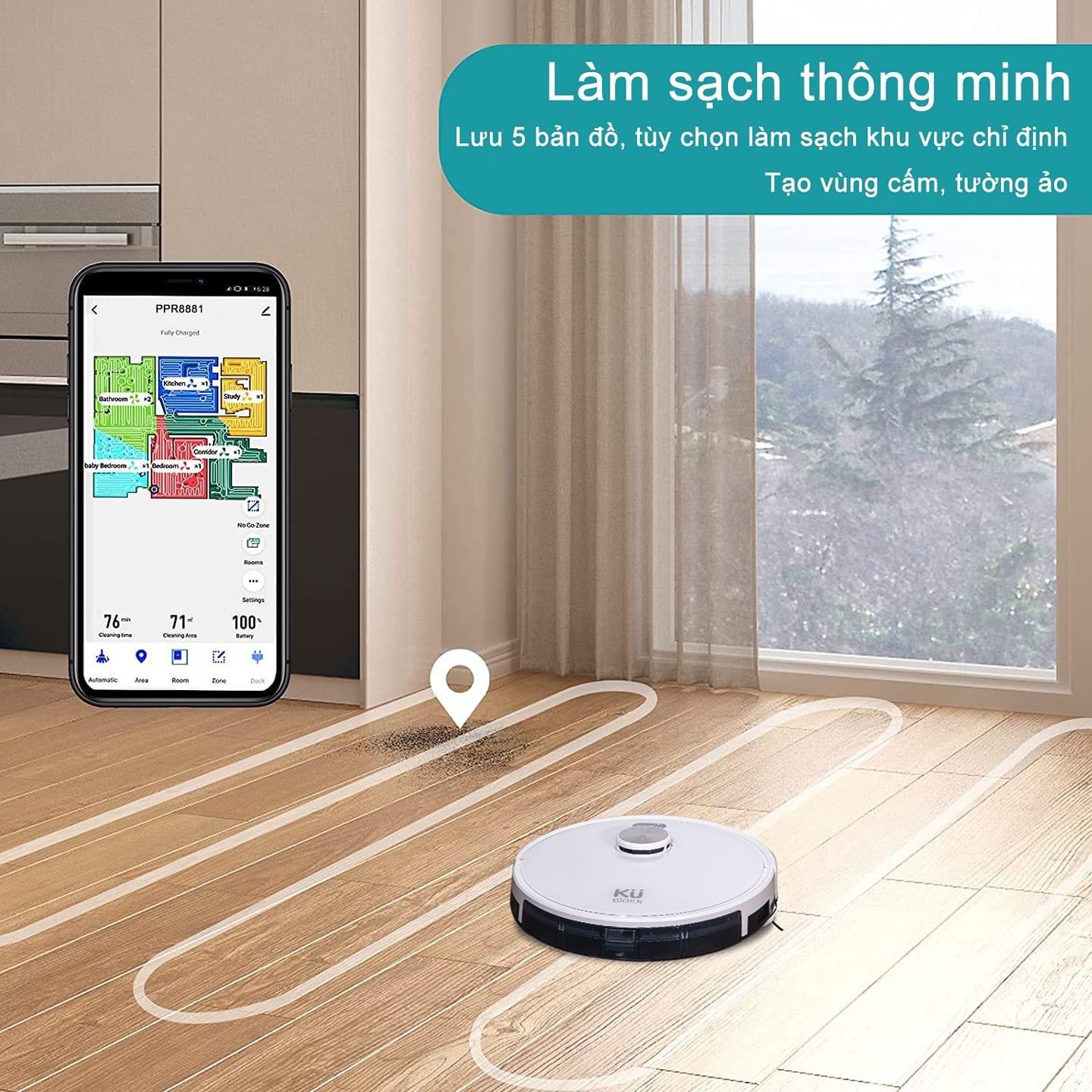 Robot Lau Nhà, Hút Bụi - KUCHEN Đức - KU PPR8881 - Hàng Chính Hãng