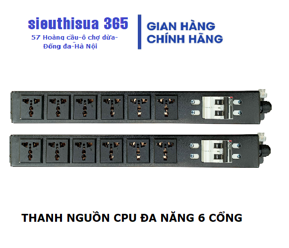 Thanh nguồn chuẩn rack 19 06 ổ đa năng có MCB 2P 32A FAMRACk
