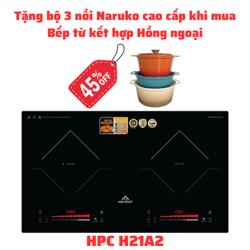 Tặng bộ 3 nồi Naruko khi mua Bếp điện từ Hồng ngoại FUNIKI - HPC H21A2 - Hàng chính hãng