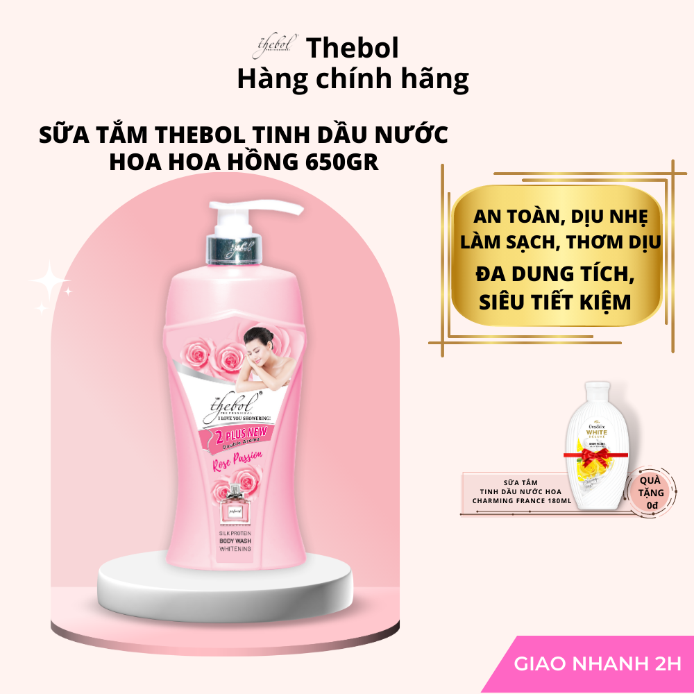 Sữa tắm tinh dầu nước hoa Thebol 2 Plus thảo dược chiết xuất từ  tinh chất hoa hồng sữa dê giúp dưỡng ẩm trắng sáng da mềm mịn