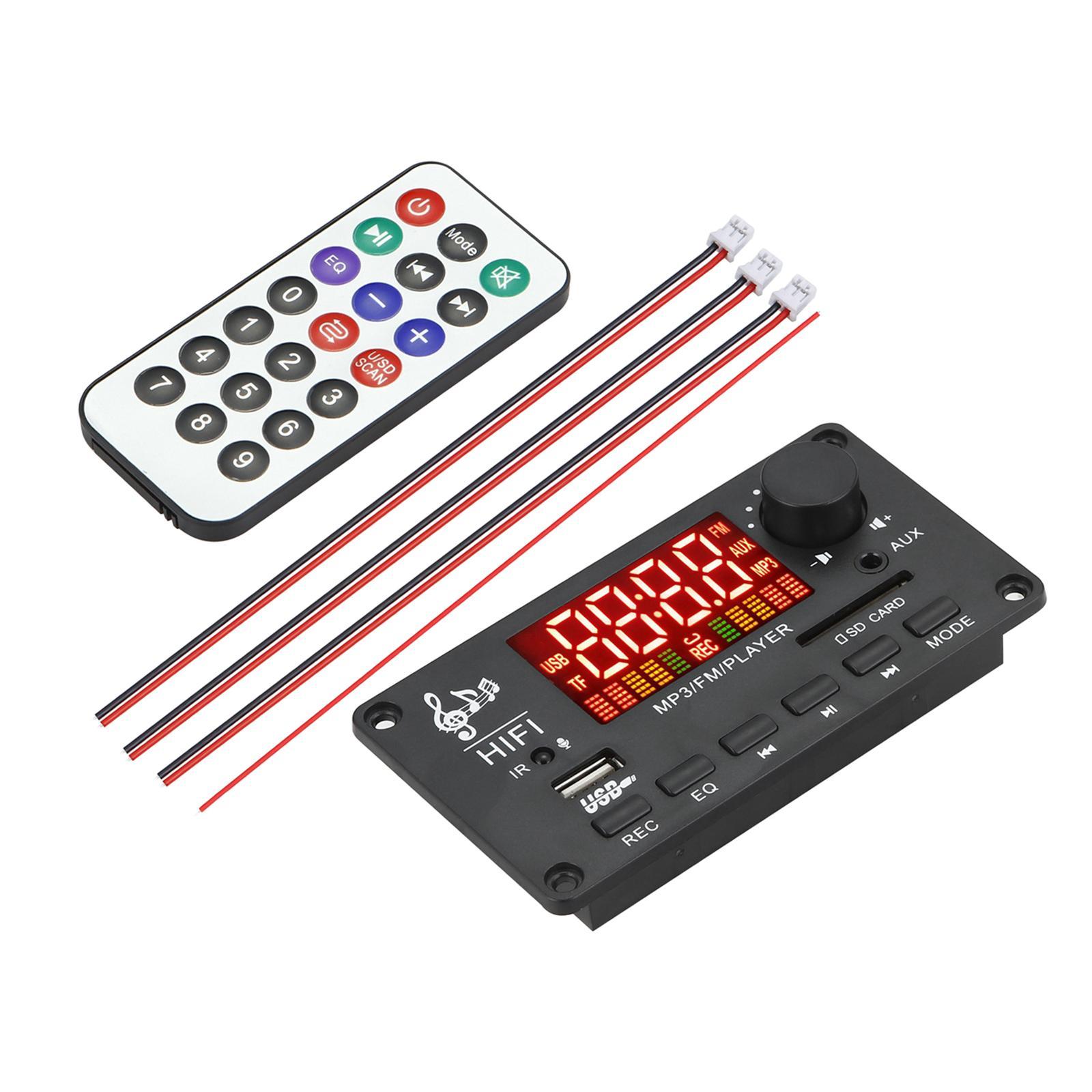 BT 5.0 MP3 Player Decoding Board 2x40W Durable for DIY Speaker Car Remote A