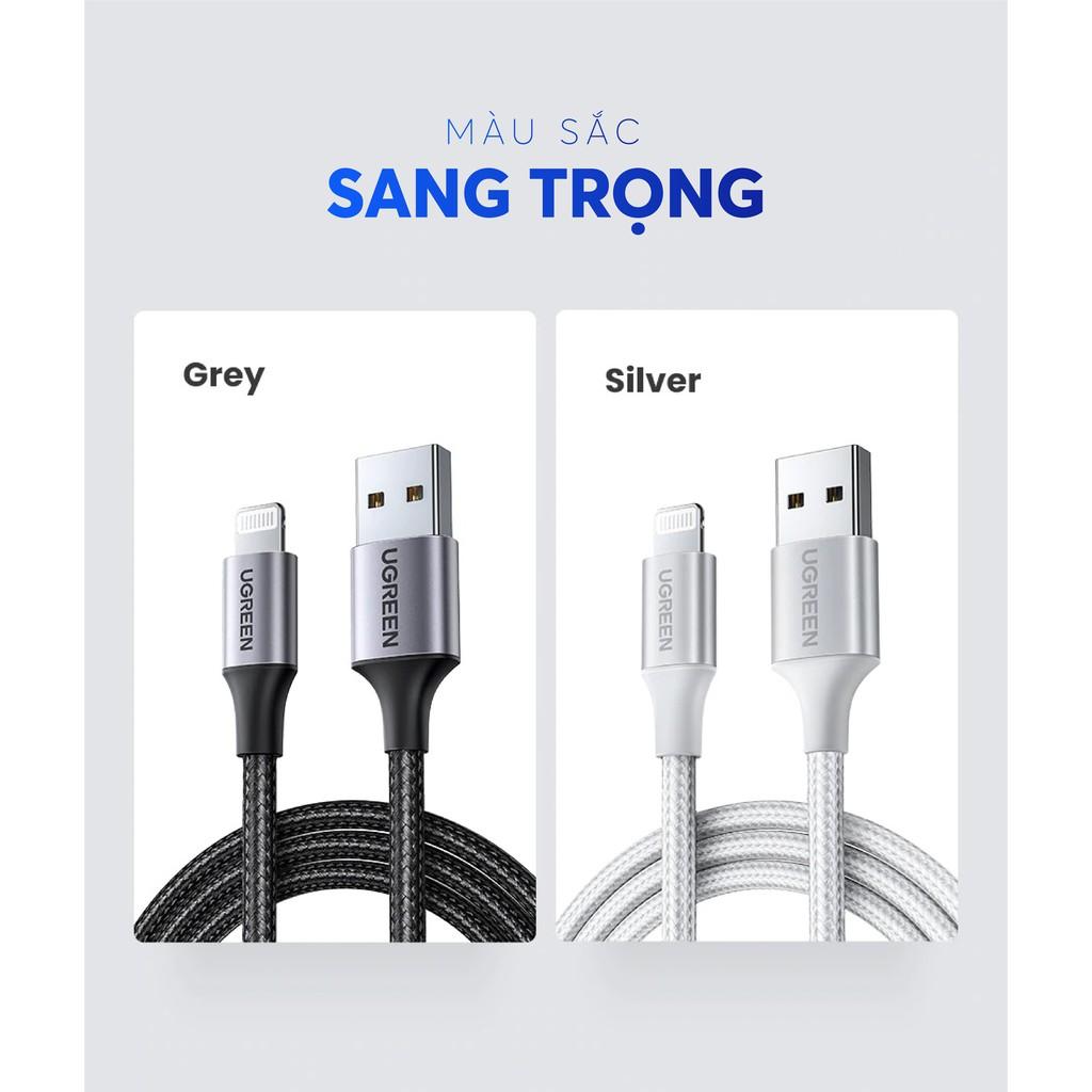 Cáp sạc Light/ning MFI UGREEN US155 US199 US291 cho iPhone / iPad / iPod dòng 2.4A dài 1m 2m - Hàng chính hãng