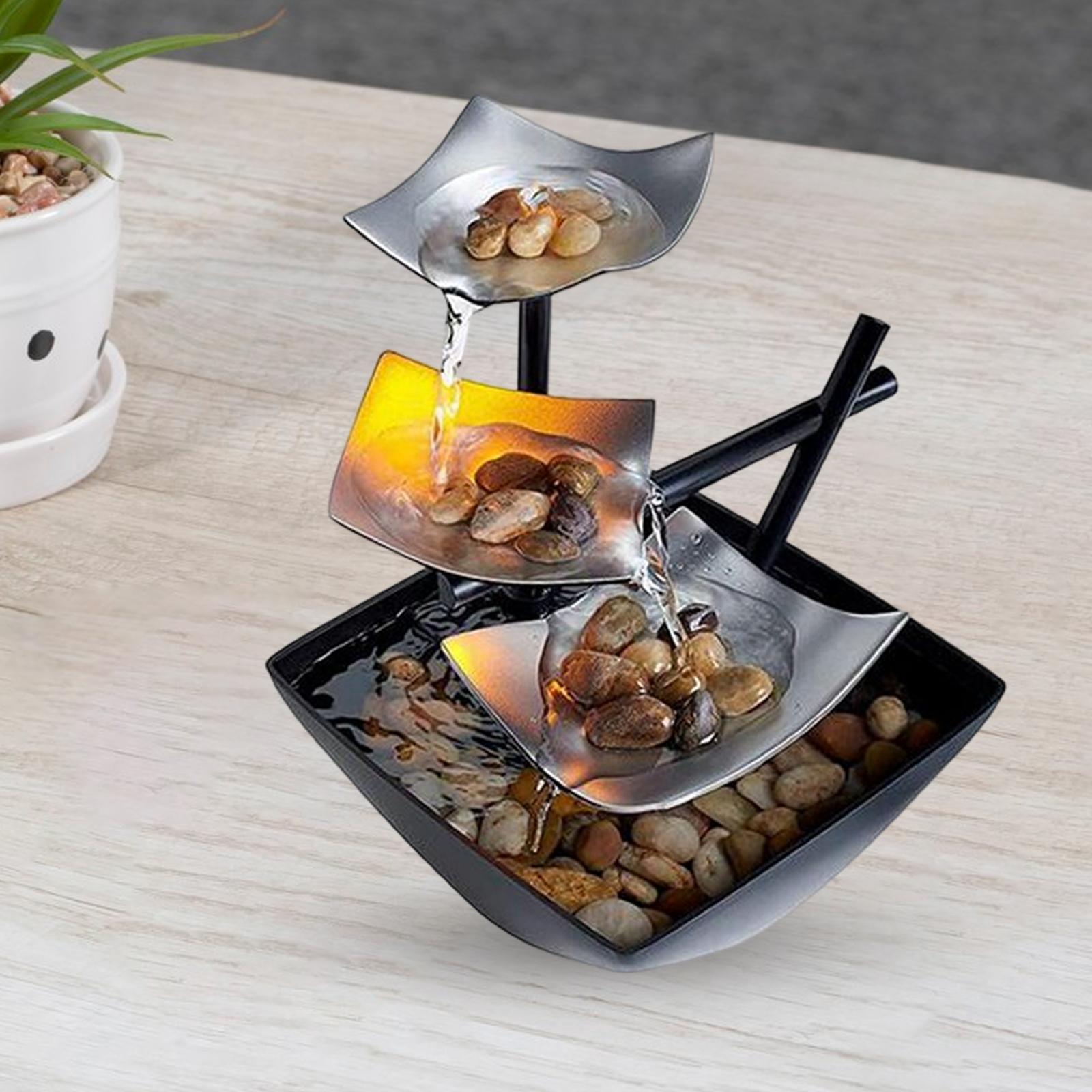 Relaxation Tabletop Fountain USB Powered with Pump Rocks for Feng Shui Decor