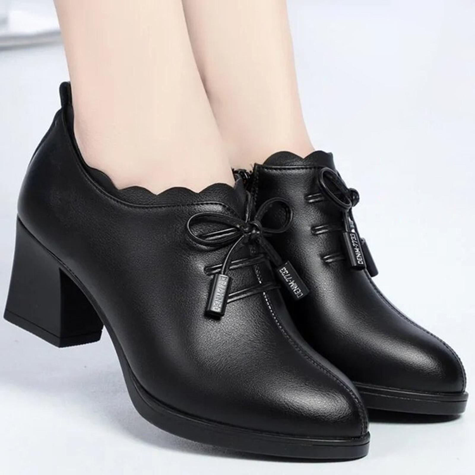 Women Low Heel Shoes Women’S Chunky Low Block Heels PU Comfortable Fashion for Party