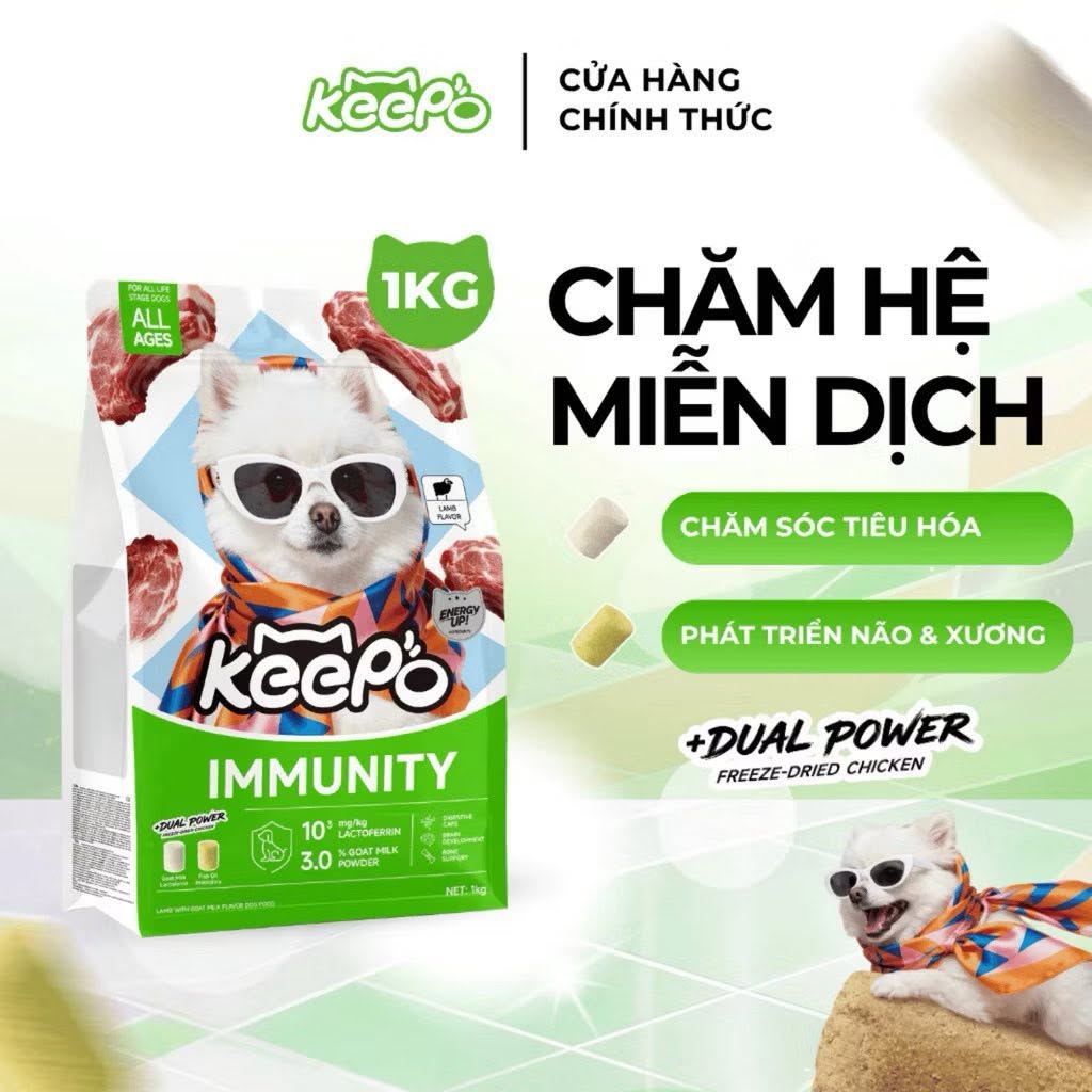 Thức Ăn Cho Chó Mọi Lứa Tuổi Keepo Túi 1Kg – Hạt Cho Chó Mix Thịt Sấy Đông Khô Freeze-Dried
