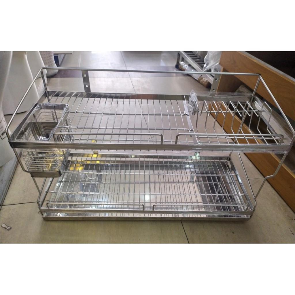 KỆ CHÉN 2 TẦNG INOX 304 CHUẨN KÍCH THƯỚC 80-28-40