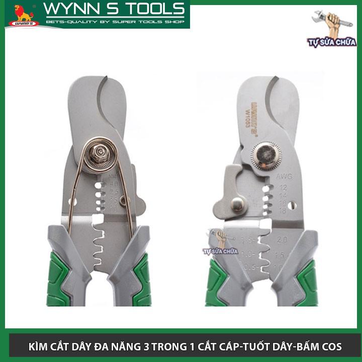 Kìm cắt dây đa năng cao cấp 3 trong 1 Wynn's 7inch/175mm (Cắt cáp-Tuốt dây-Bấm cos) hàng chính hãng loại xịn