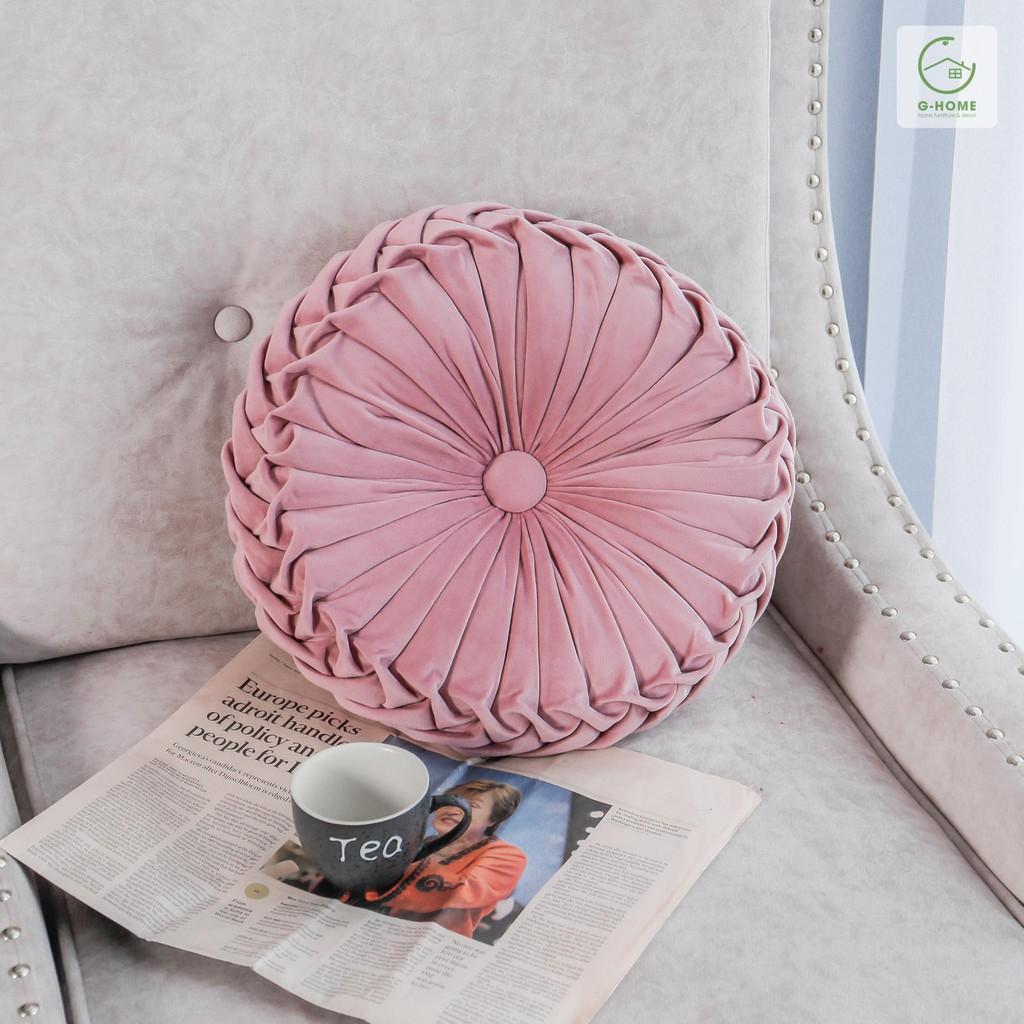 Đệm sofa ngồi bệt, đệm tựa lưng trang trí kiểu tròn sang trọng vân sóng độc đáo DT071