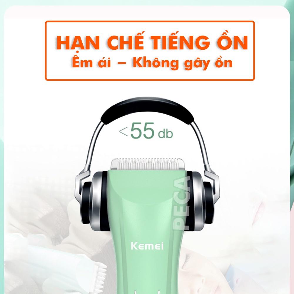 Tông đơ cắt tóc trẻ em không dây Kemei KM-811lưỡi sứ trắng, không ồn chuyên dụng cắt tóc cho con, cắt tóc bé sơ sinh