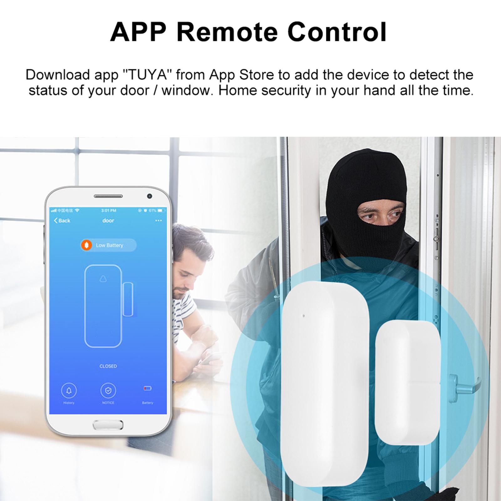 Wireless Door Window Sensor WiFi Smart Door Intrusion Detector Home Security Alarm Works with Amazon alexa Google assistant or Rokid
