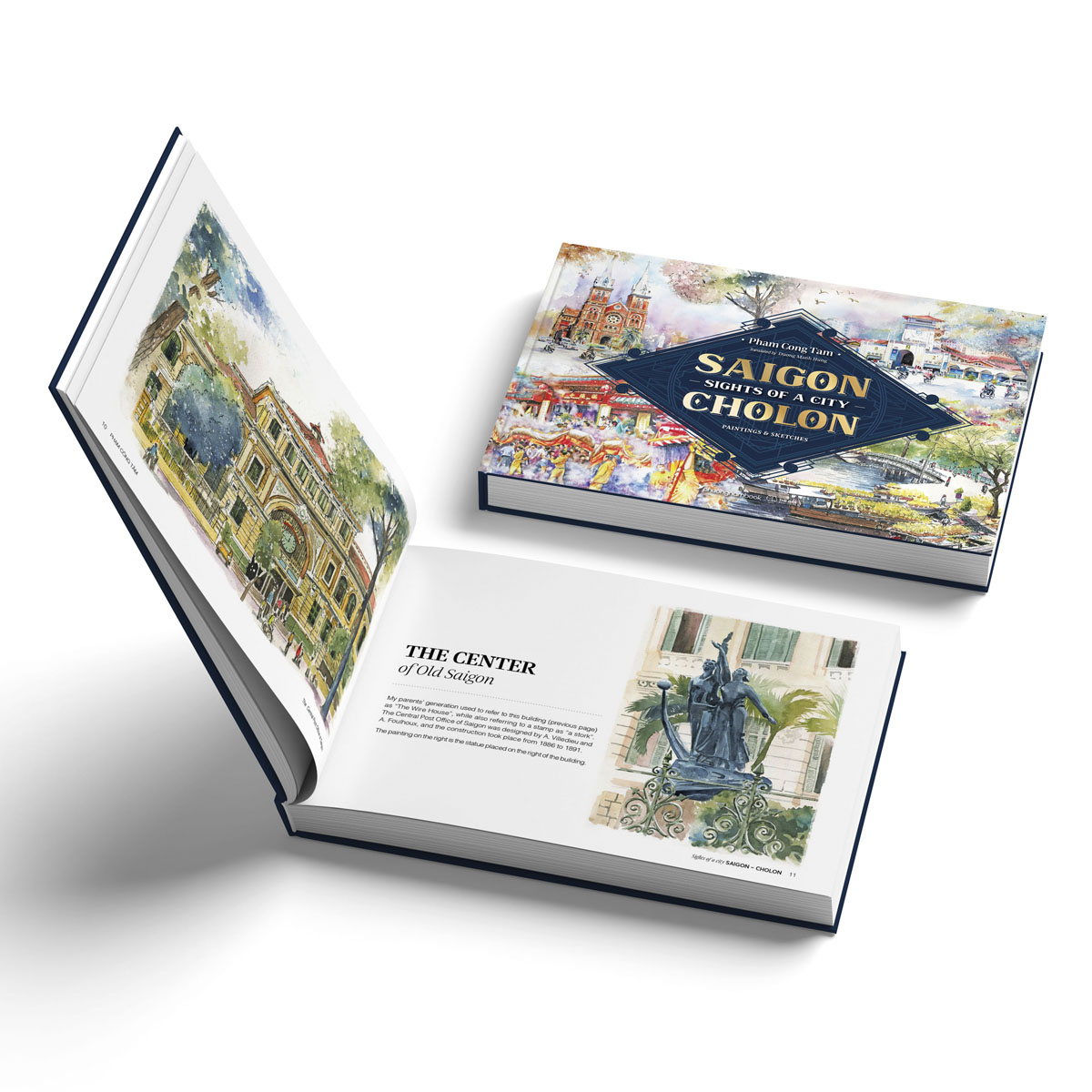 SIGHTS OF A CITY SAIGON - CHOLON - Họa sĩ Phạm Công Tâm - (Sách Tranh &amp; Ký Họa, Ấn Bản Tiếng Anh, bìa cứng)