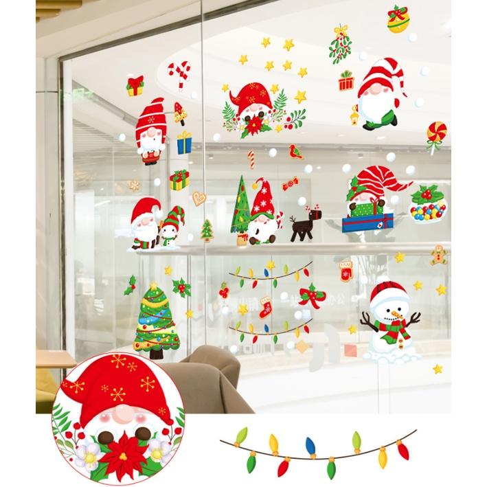 Decal Trang Trí Noel Hai Mặt Hít Tĩnh Điện - 6 CHÚ LÙN HÓA TRANG ÔNG GIÀ NOEL