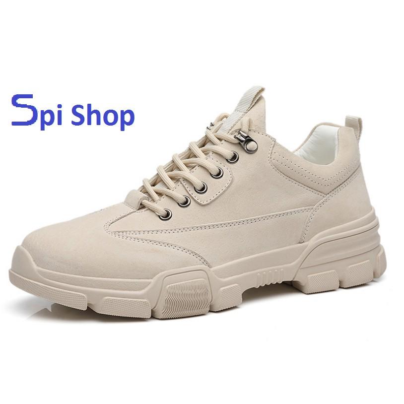 Giày thể thao nam,Giày sneaker nam A042 màu be da lộn dáng đẹp