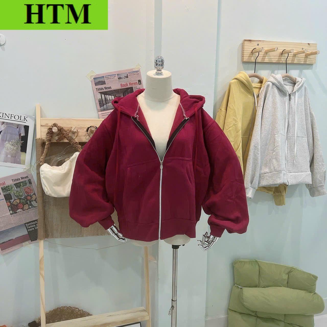 [FREESHIP] Áo Khoác Hoodie Nữ Nỉ Form Rộng Cánh Tay Phối THeo Phong Cách Hàn Quốc Chất Vải Siêu Dày Dặn Hàng Hot Trend HTM FASHION - Red