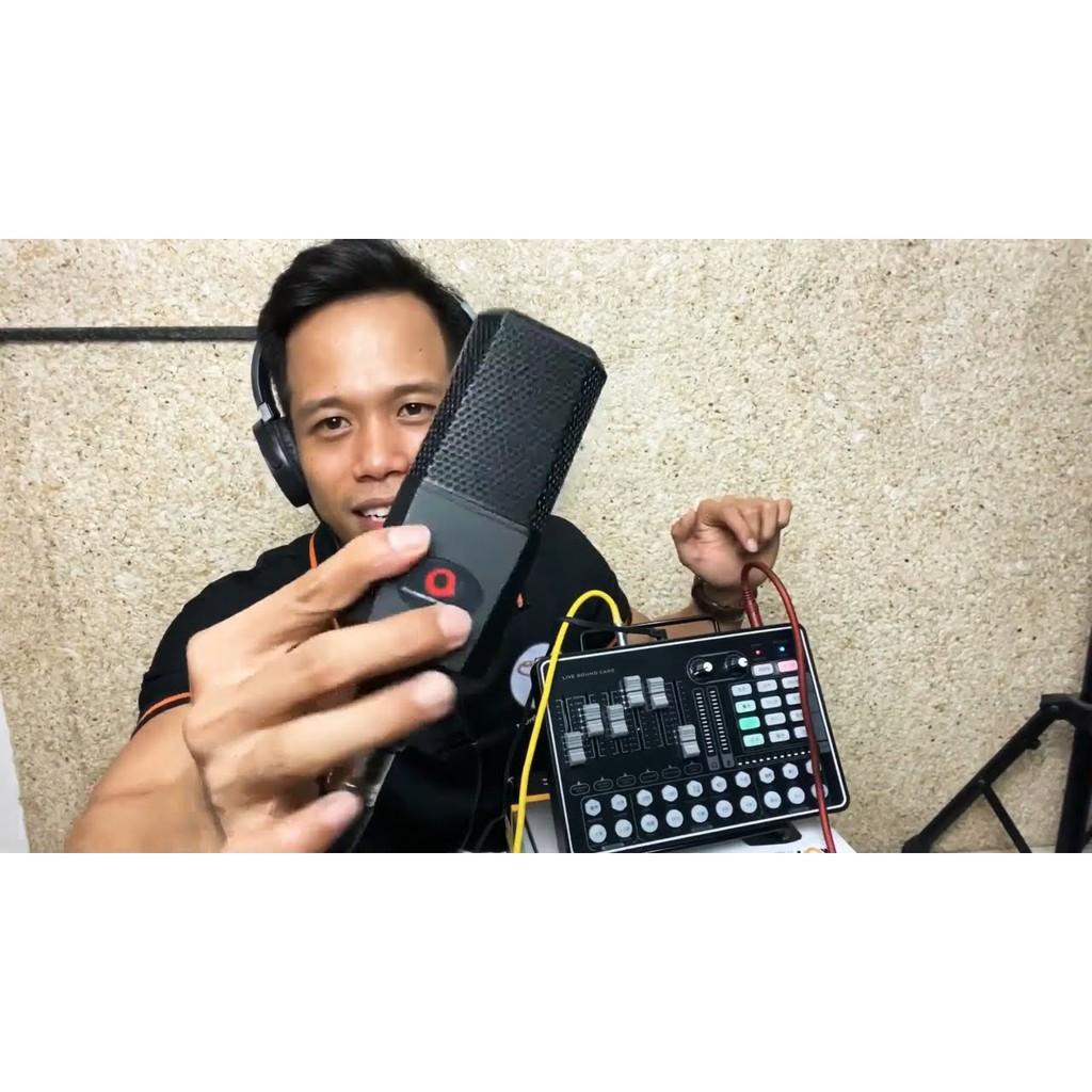 Bộ Thu Âm Livestream autotune Mic ALC280-Sound Card H9 Pro Bluetooth kèm chân kẹp mic màng lọc âm