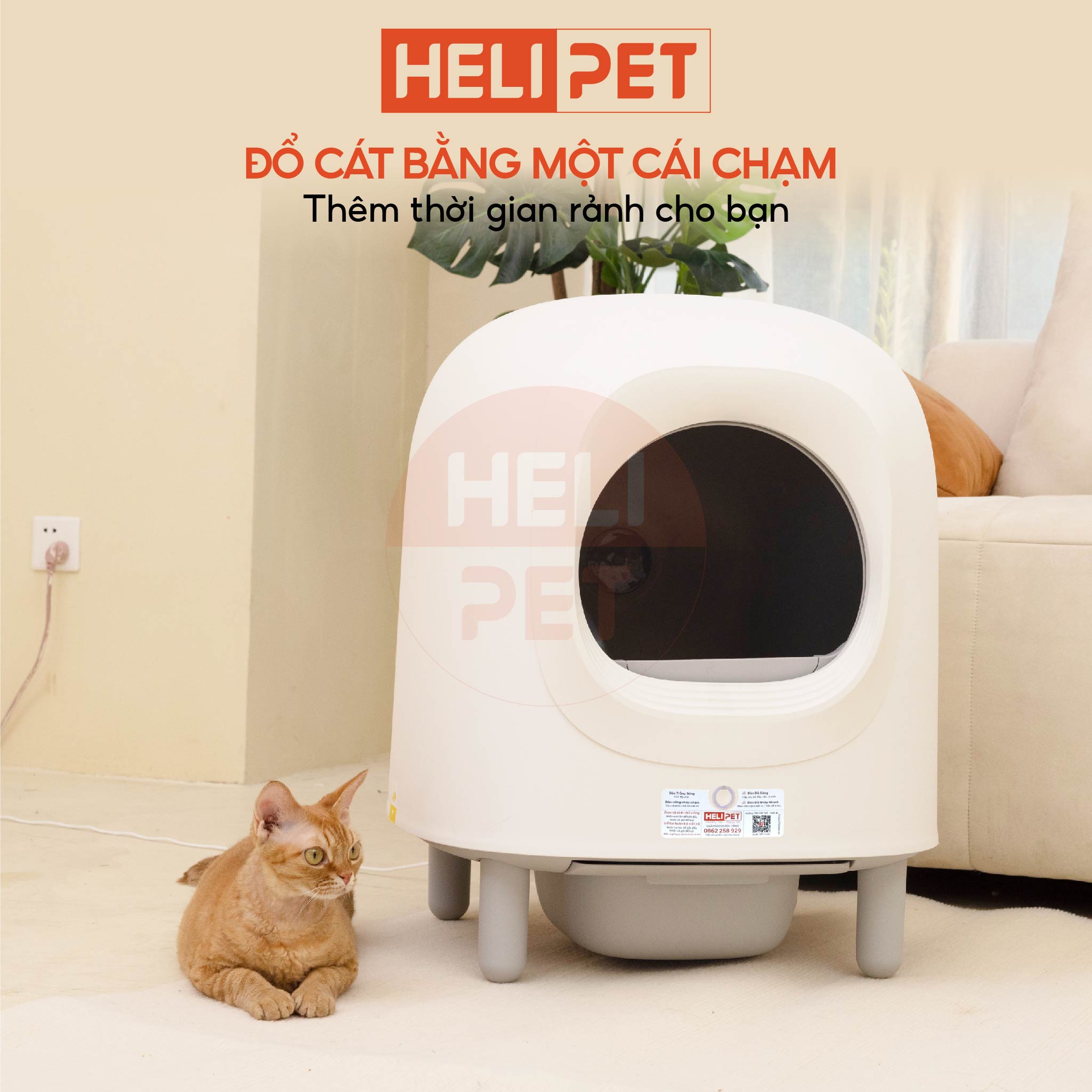 Máy Vệ Sinh, Dọn Phân Mèo Tự Động PETREE x HeLiPet, Kết Nối Wifi, Dùng App, Bản Quốc Tế
