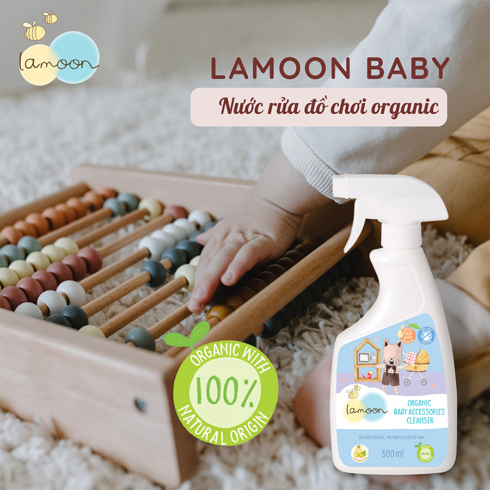 Nước rửa đồ chơi Organic an toàn cho bé Lamoon - Bình 500ml