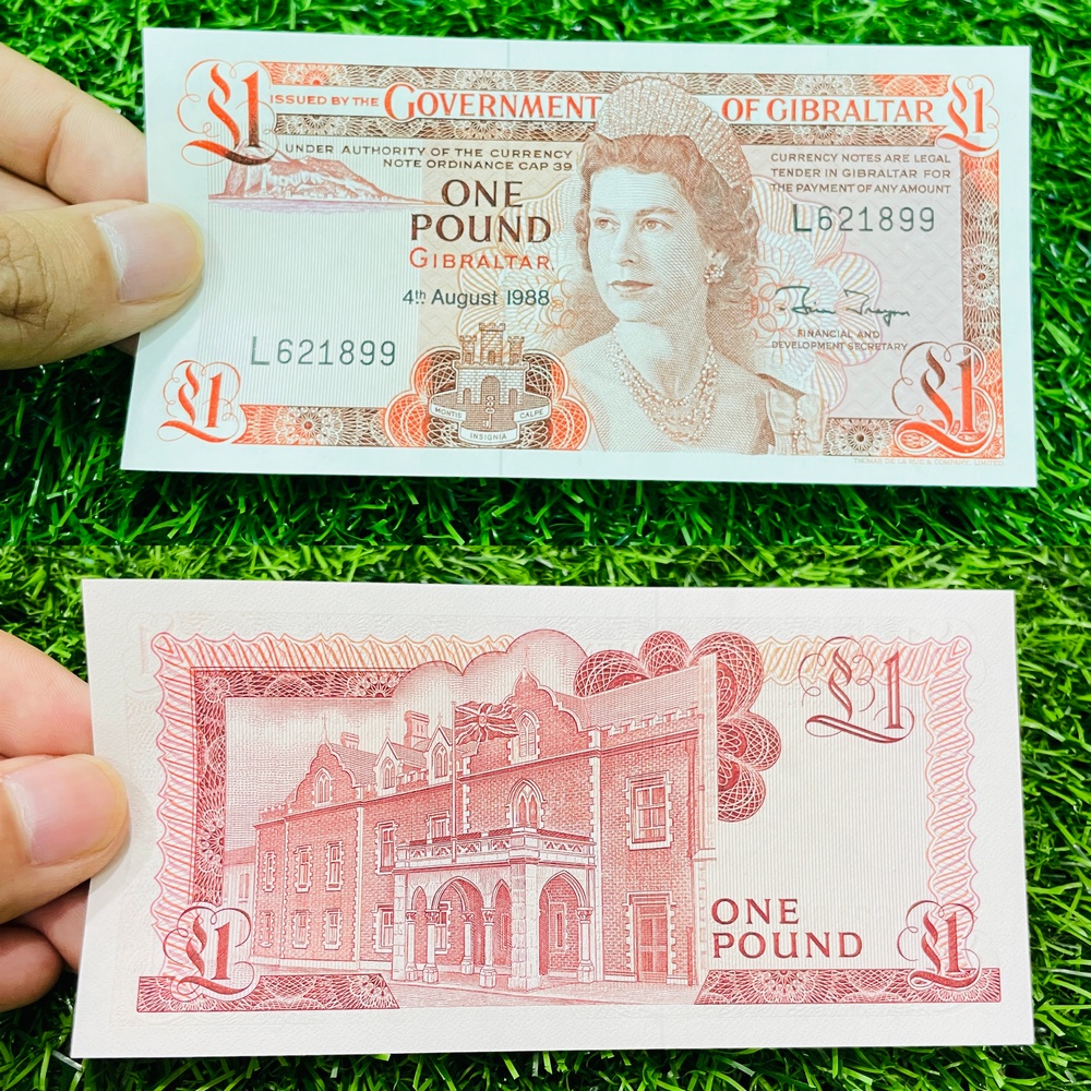 Tiền Gibraltar 1 Pound, lãnh thổ thuộc Anh, chân dung nữ hoàng Anh lúc trẻ, tiền cổ châu Âu, mới 100% UNC, tặng túi nilon bảo quản