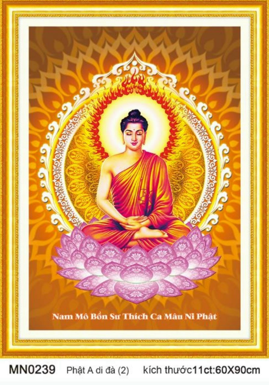 Tranh thêu kín Phật thích ca MN0239, kích thước 60 x 90 cm