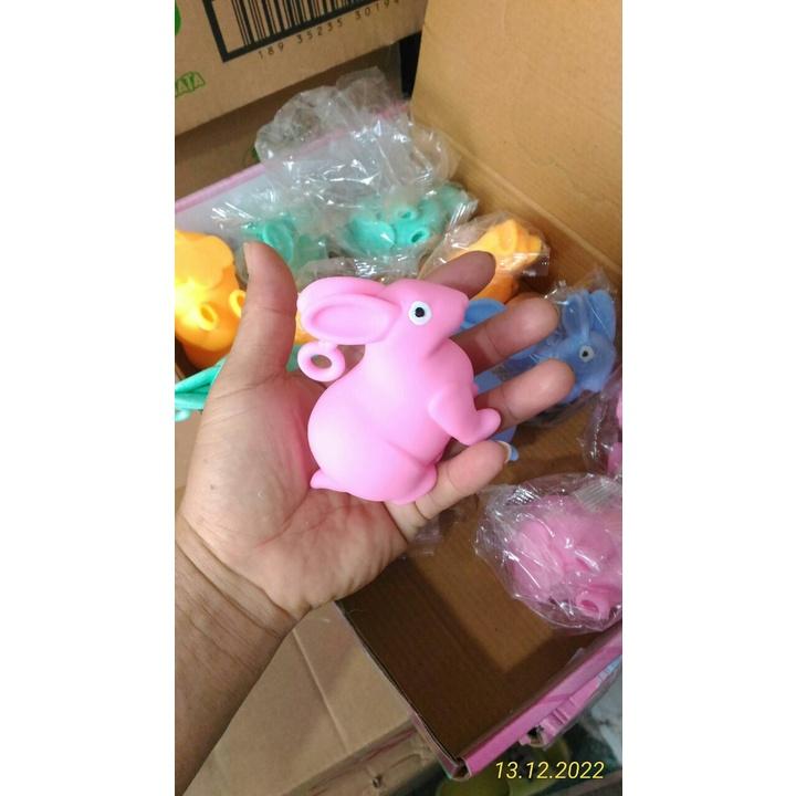 Thú bóp giảm stress - Thú dẻo bóp Treo Móc Khóa -Thỏ - Chú Nai - silicon bóp dẻo Có đèn Chớp