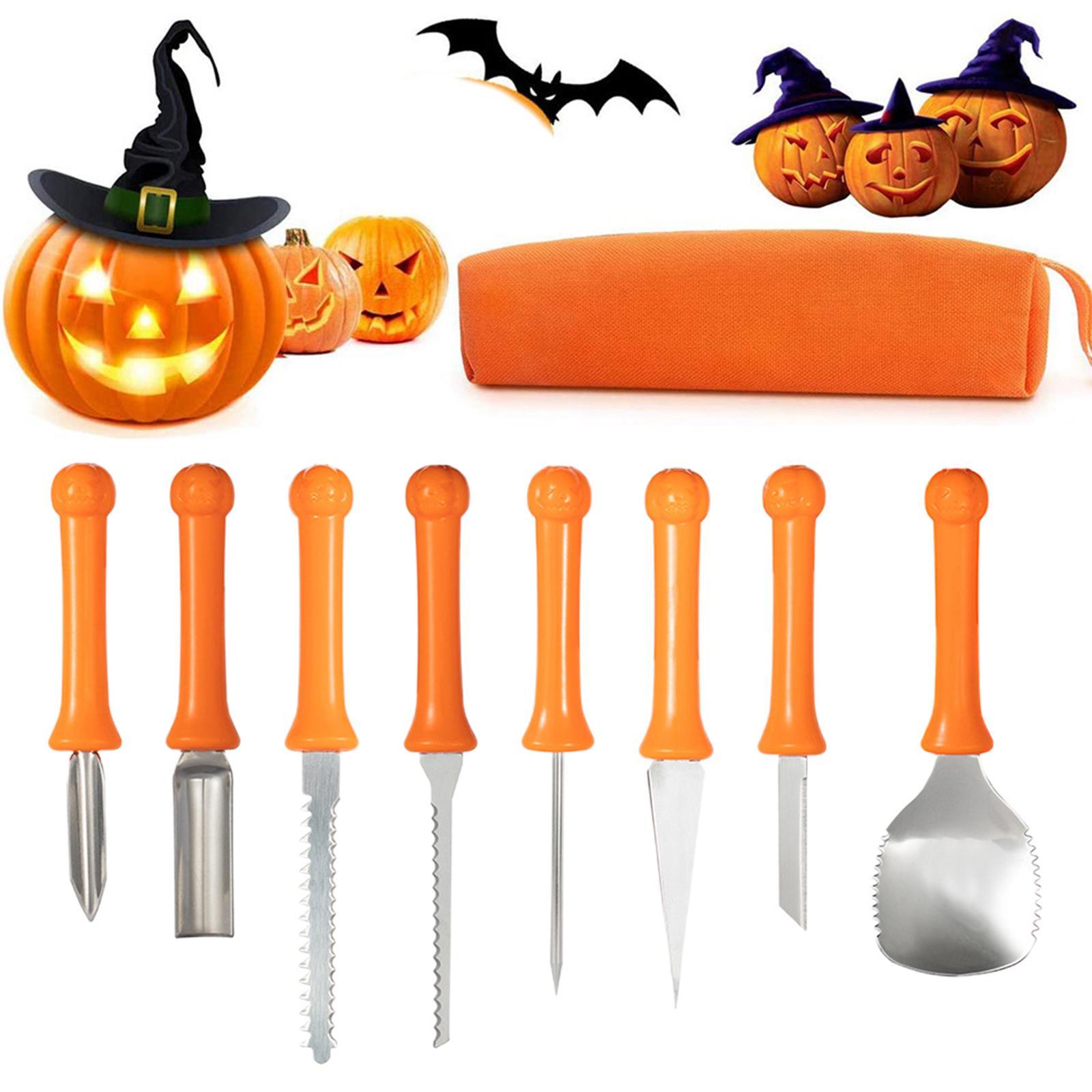 8 Pieces Pumpkin Carving Kit Carving Set Heavy Duty Stainless Steel Sculpting Tools Carver Set for Halloween Pumpkin Lantern DIY Kids Adults