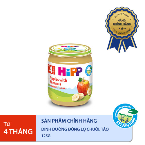 Dinh dưỡng đóng lọ ăn dặm  Chuối Táo HiPP Organic 125g