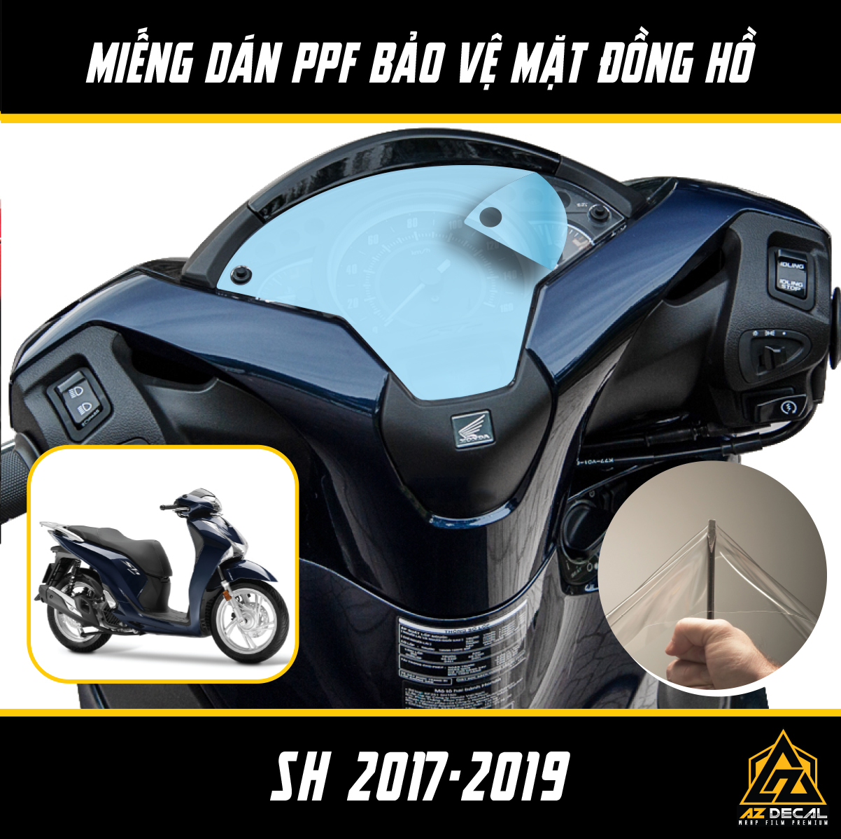 Miếng Dán PPF Bảo Vệ Mặt Đồng Hồ Xe Honda SH Việt Nam 2017 - 2019