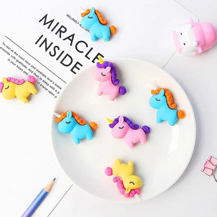 Gôm tẩy hình Unicorn đủ màu sắc sáng tạo chất cao su mềm tẩy sạch giúp bé hứng thú hơn với những giờ học – H034