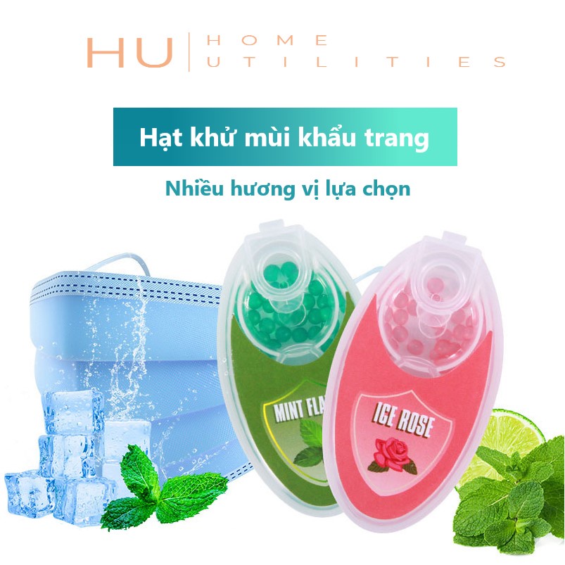 Hộp 100 Hạt Khử Mùi Khẩu Trang, Hạt Làm Thơm Khẩu Trang Khử Mùi Hôi Khẩu Trang và Tạo Hương Thơm Bạc Hà Mát Lạnh