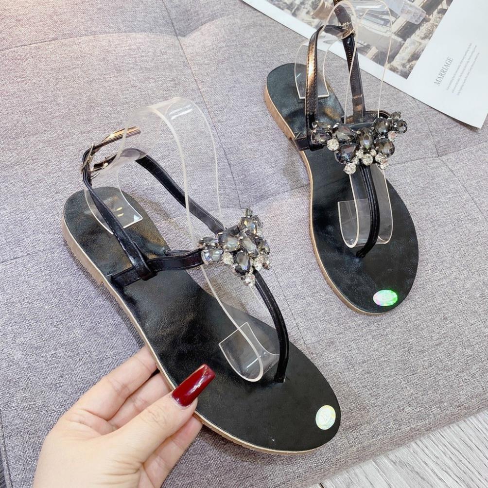 Sandal bệt xỏ ngón quai T bướm đá Siêu hót - Sandal xỏ ngón đế bằng Chile