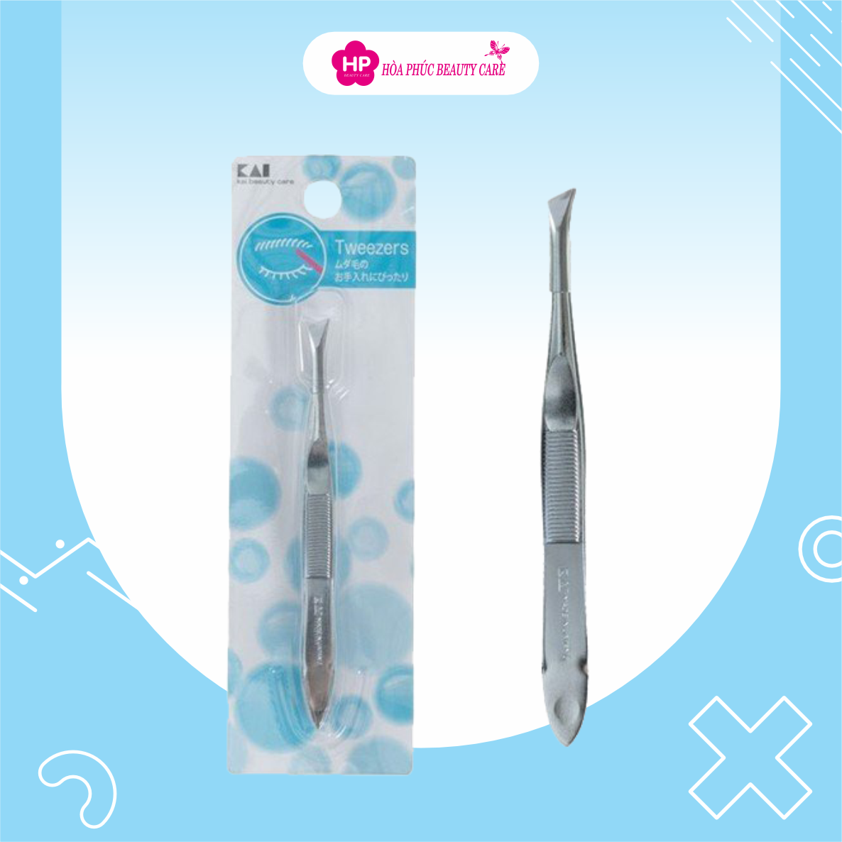 Nhíp Nhổ Lông Mày Bằng Thép Kai Tweezers HL0401 (Màu Xanh)