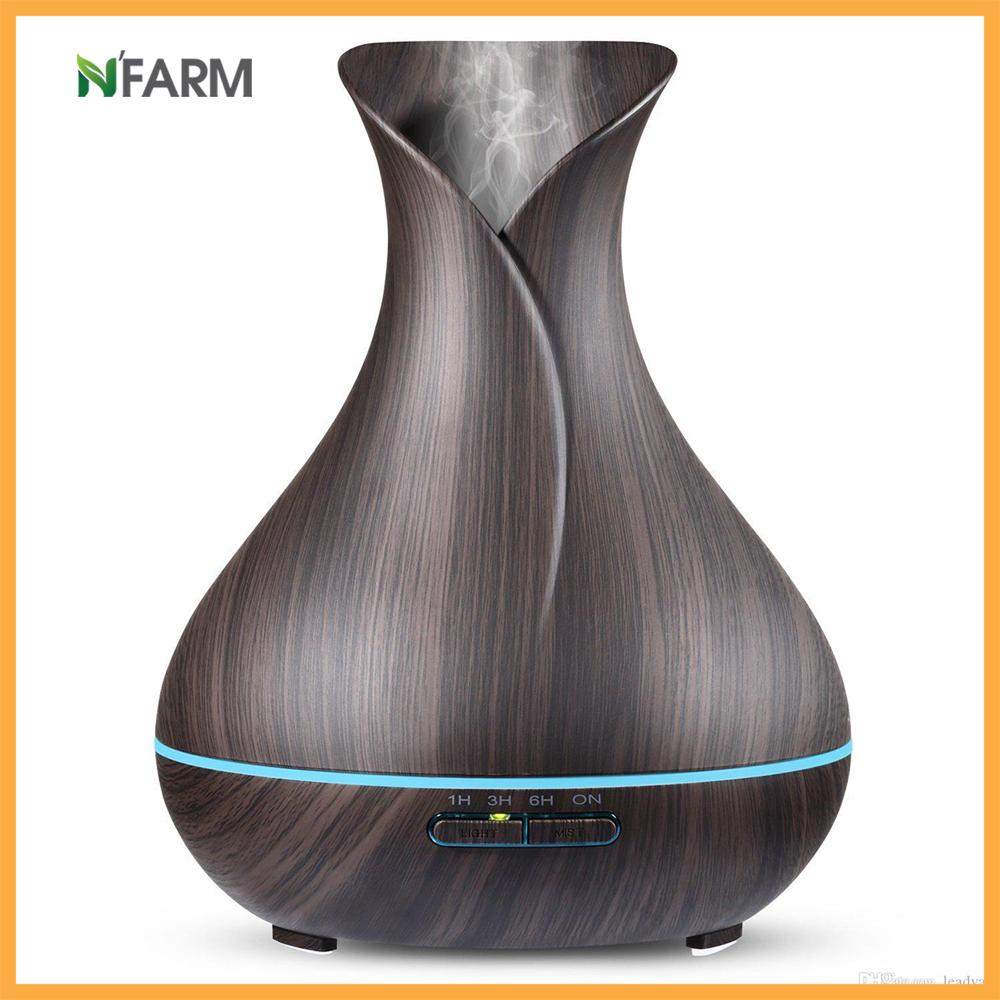 Combo máy khuếch tán, máy xông tinh dầu NFarm hình bình hoa + tinh dầu cam hương N'Farm / Phun sương sóng siêu âm/ Có remote điều khiển.