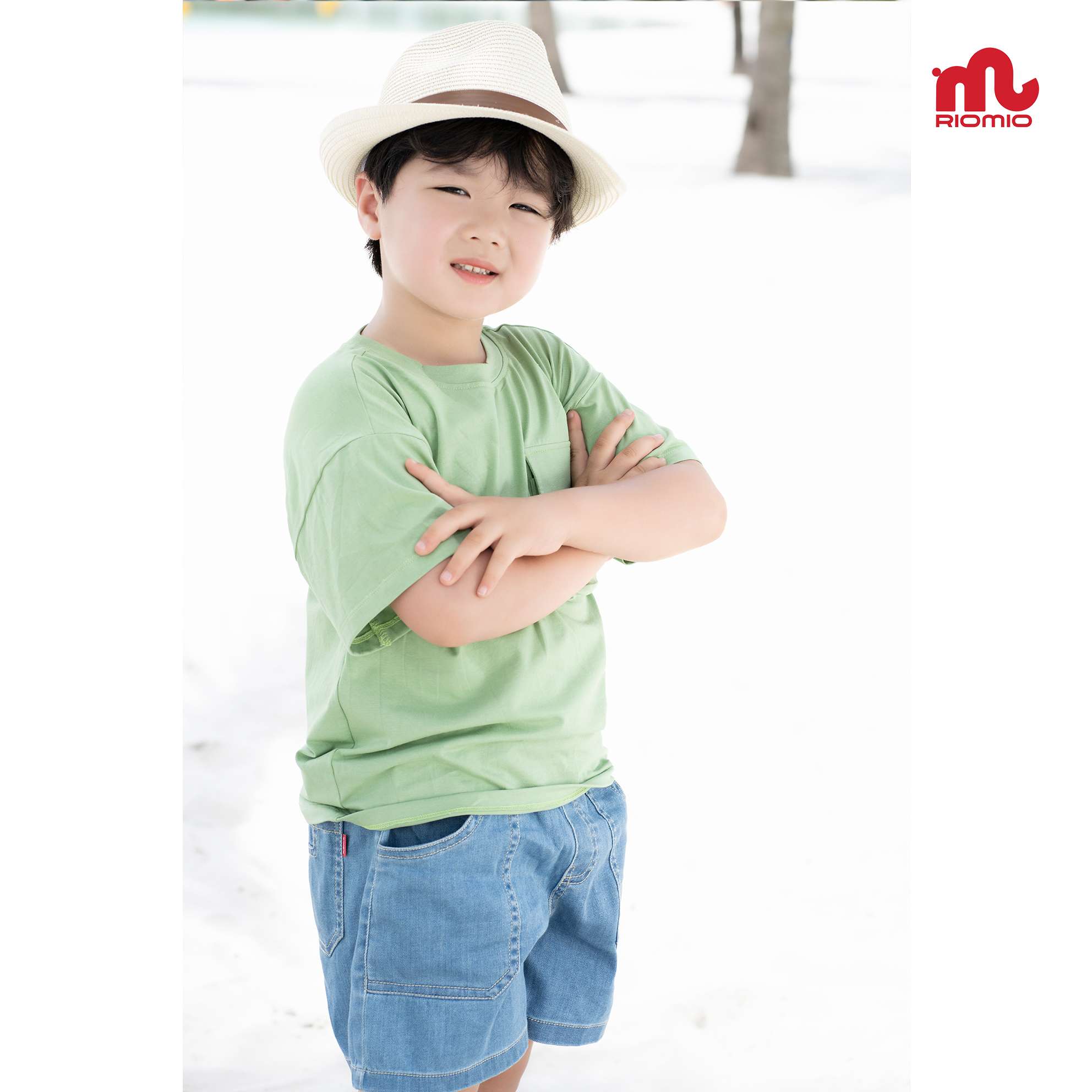 Áo thun bé trai T-shirt 3-11 tuổi RIOMIO túi hộp cotton 4 chiều thoáng mát phong cách Hàn Quốc - RA202