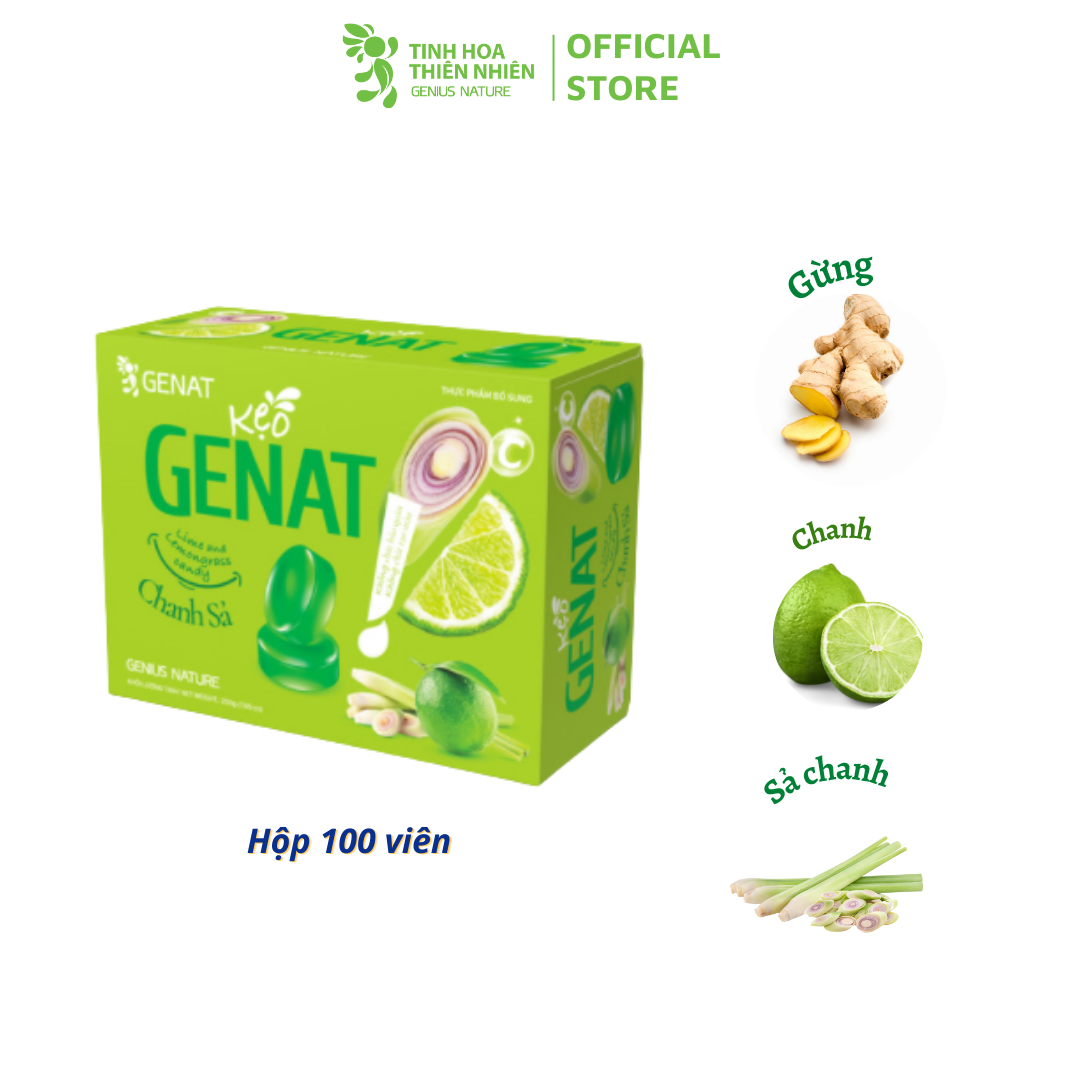 Combo 3 hộp 100 viên - Kẹo thảo mộc Gezcol - Genat Gừng - Genat Chanh sả - Giao 2H HCM