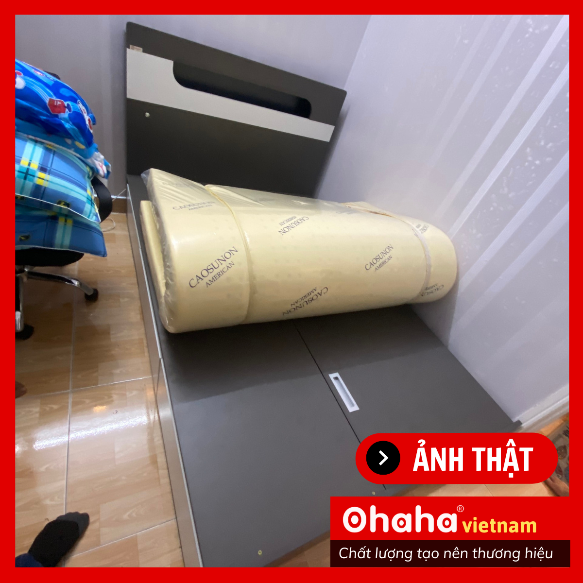 [ Kèm Ảnh Thực Tế - Miễn phí vận chuyển &amp; Lắp đặt tại TP.HCM ]  Giường ngủ gỗ công nghiệp cao cấp Ohaha - GC033 - 02 - Kèm đèn Led - Xám Chì/Trắng