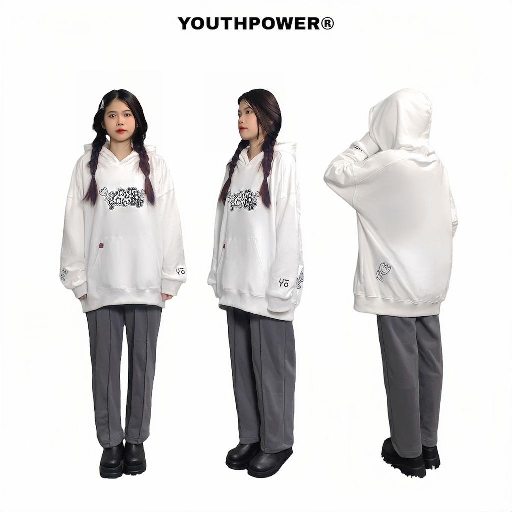 Áo Khoác Hoodie Raglan YouthPower Hoạ Tiết Thêu Hoa Tulip Nỉ Chân Cua Local Brand