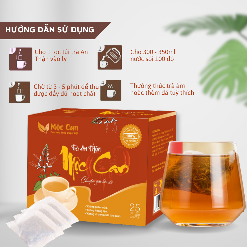 Combo 3 hộp Trà AN Thận Mộc Can 25 túi giảm chứng thận yếu, tiểu đục, sỏi thận, sỏi bàng quang, thanh nhiệt, giải độc