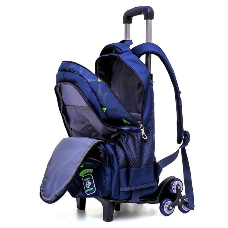 Bé Trai Bé Gái Xe Đẩy Schoolbag Hành Lý Túi Sách Chống Thấm Nước Có Thể Tháo Rời Trẻ Em Học Túi Với 2/6 Bánh Xe Cầu Thang Trẻ Em Túi