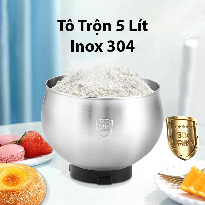 Máy nhào bột, đánh trứng, trộn thực phẩm làm bánh 5 lít 1200W SC205A Hàng Chính Hãng