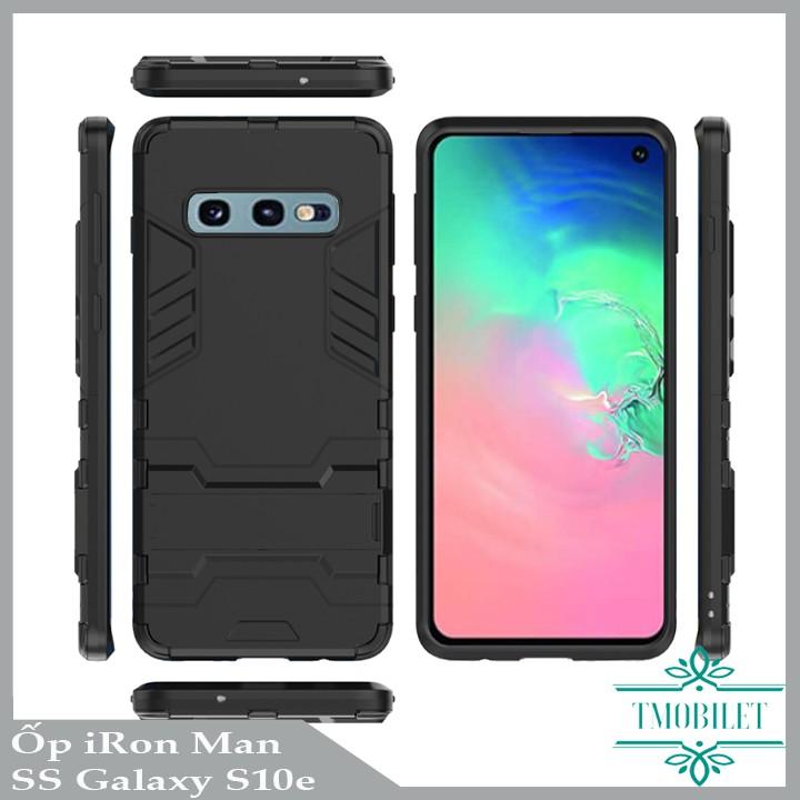 Ốp Lưng cho Samsung Galaxy S10e iRon Man chống sốc Bảo Vệ Điện Thoại Có Chân Chống Xem Video - Màu Đen