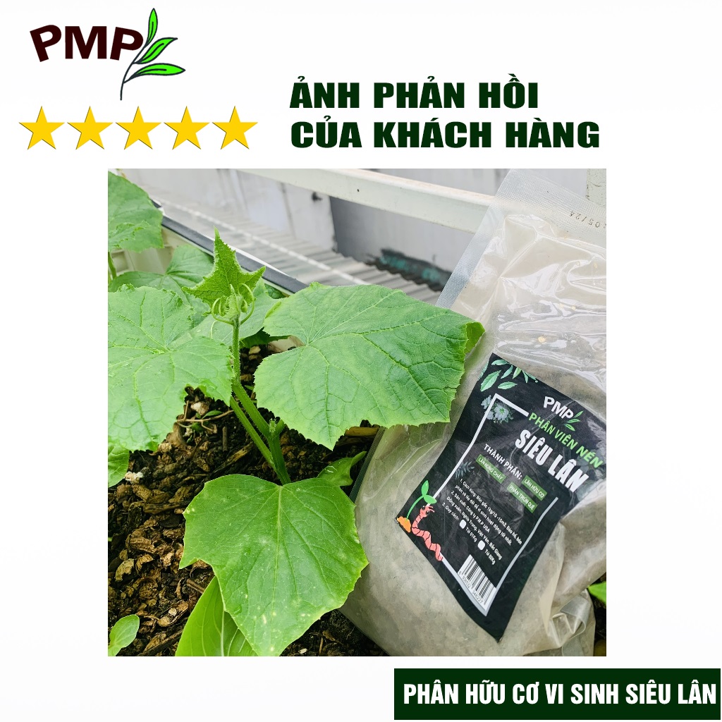 Phân tan chậm vi sinh siêu lân PMP bón cho hoa hồng, cây cảnh, rau sạch dạng viên nén 2kg