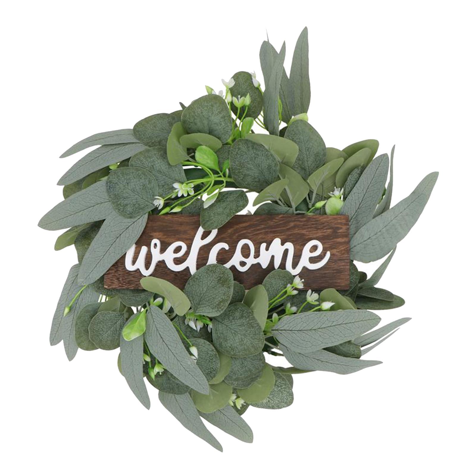 Welcome Sign Wooden Hanging Porch Wreaths for Front Door Decoration for Christmas, Restaurant, Home, Outdoor