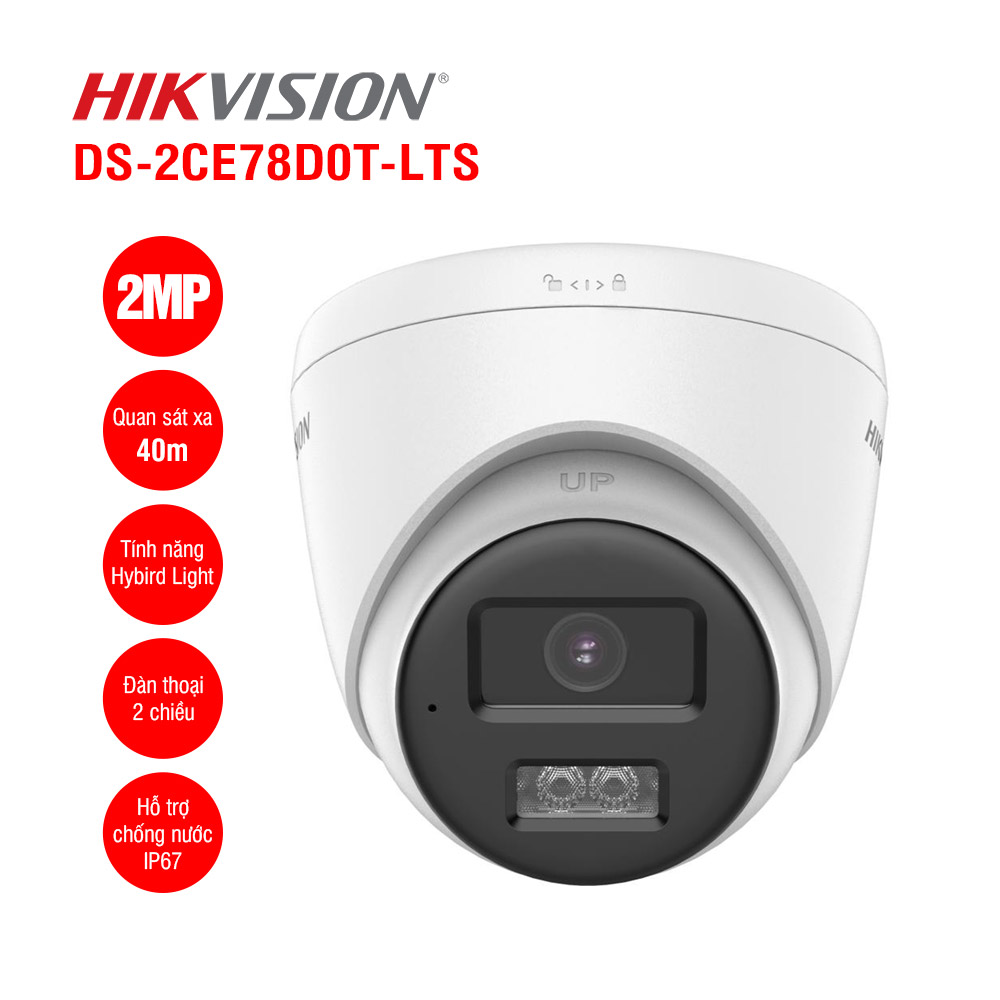 Camera Hikvision 2.0Mp full color tích hợp MIC sử dụng với đầu ghi hình . DS-2CE16D0T-LTS, DS-2CE78D0T-LTS, DS-2CE17D0T-LTS - Hàng chính hãng