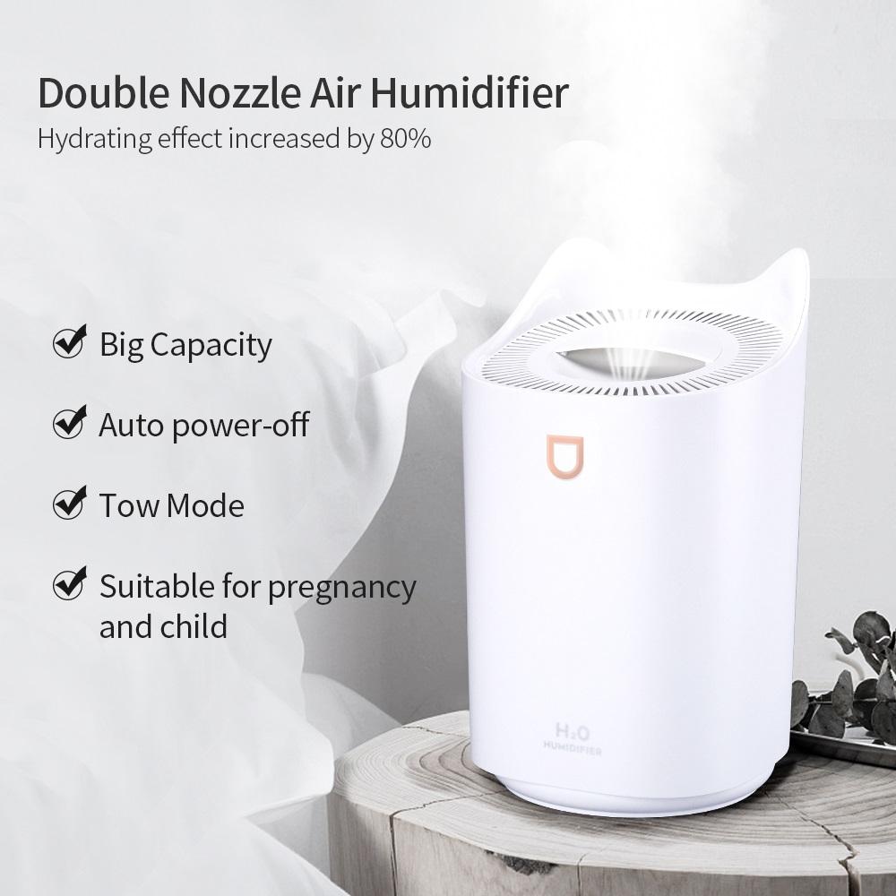 Nhà Máy Tạo Độ Ẩm Không Khí 3L Đôi Vòi Phun Cool Mist Hương Thơm Máy Khuếch Tán Tinh Dầu Lộc Coloful Đèn LED Sương Mù Nặng Siêu Âm Không Khí Sương Humidificador