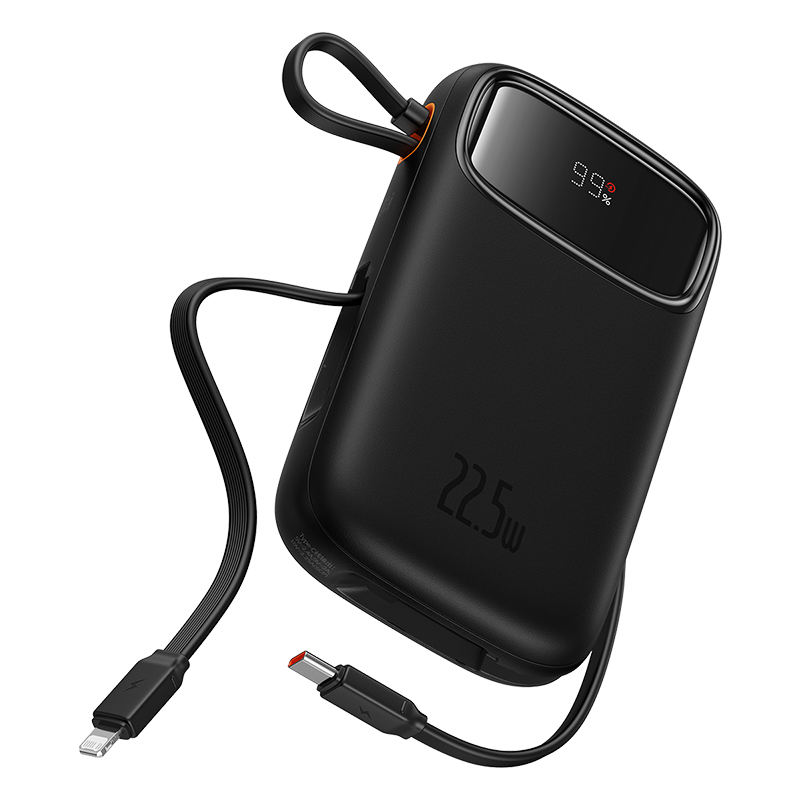 Pin Sạc Dự Phòng OS-Baseus Qpow2 Dual-Cable Digital Display Fast Charge Power Bank 10.000 / 20.000 22.5W (Kèm cáp USB to C 3A, 30cm)(Hàng chính hãng)